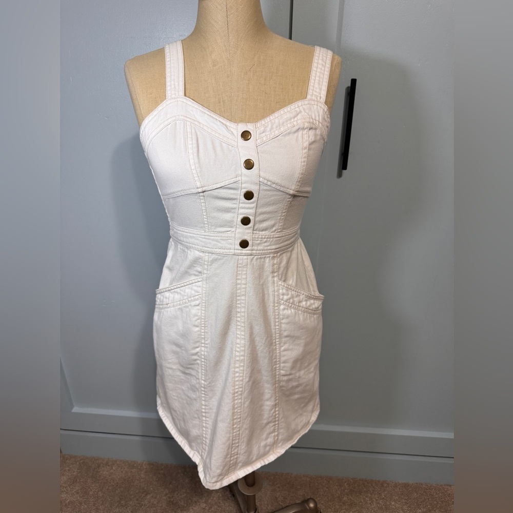 Japna White Button-Front Mini Dress